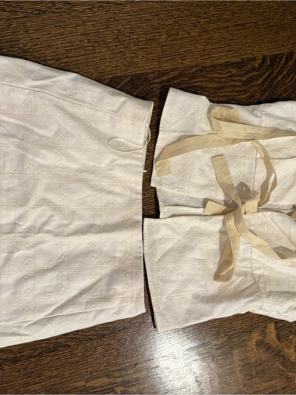 Women’s White Eyelet Skirt Set with Ties